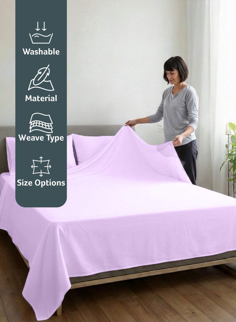 REST 3-Piece Light Purple Plush 160x220  Flat Bedsheet Set Includes 1 Deep Pocket Flat Bedsheet and 2 Pillow Covers, Breathable and Machine Washable - Image 4